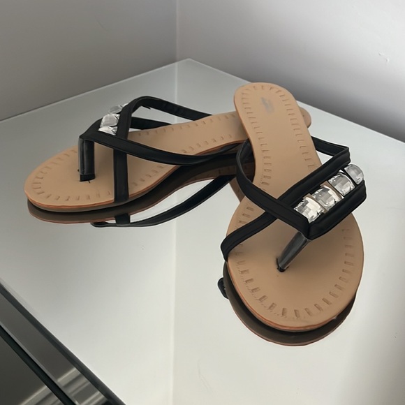 La vie en rose aqua sandals black size 8 - Picture 2 of 4